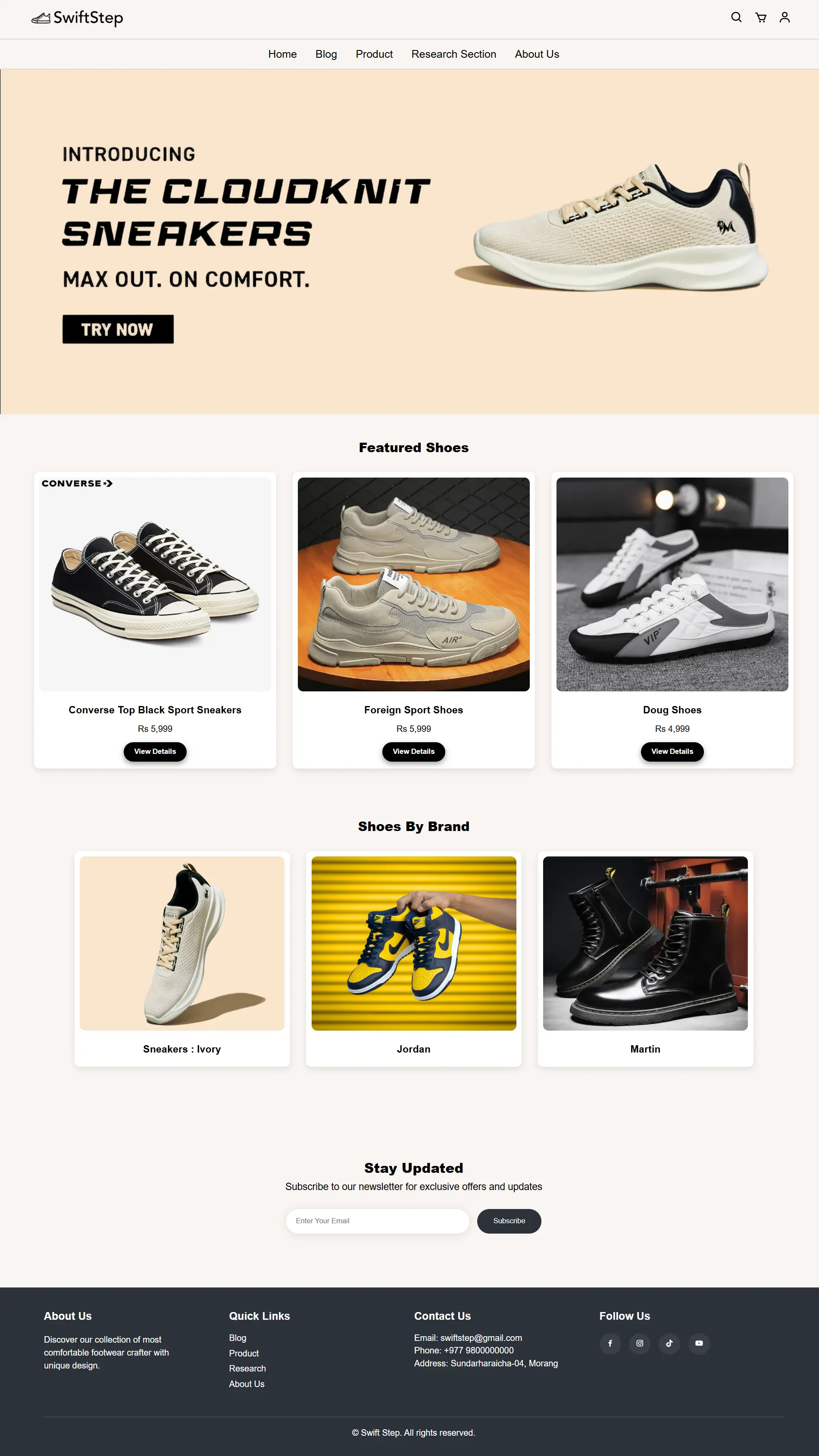 SwiftStep Homepage